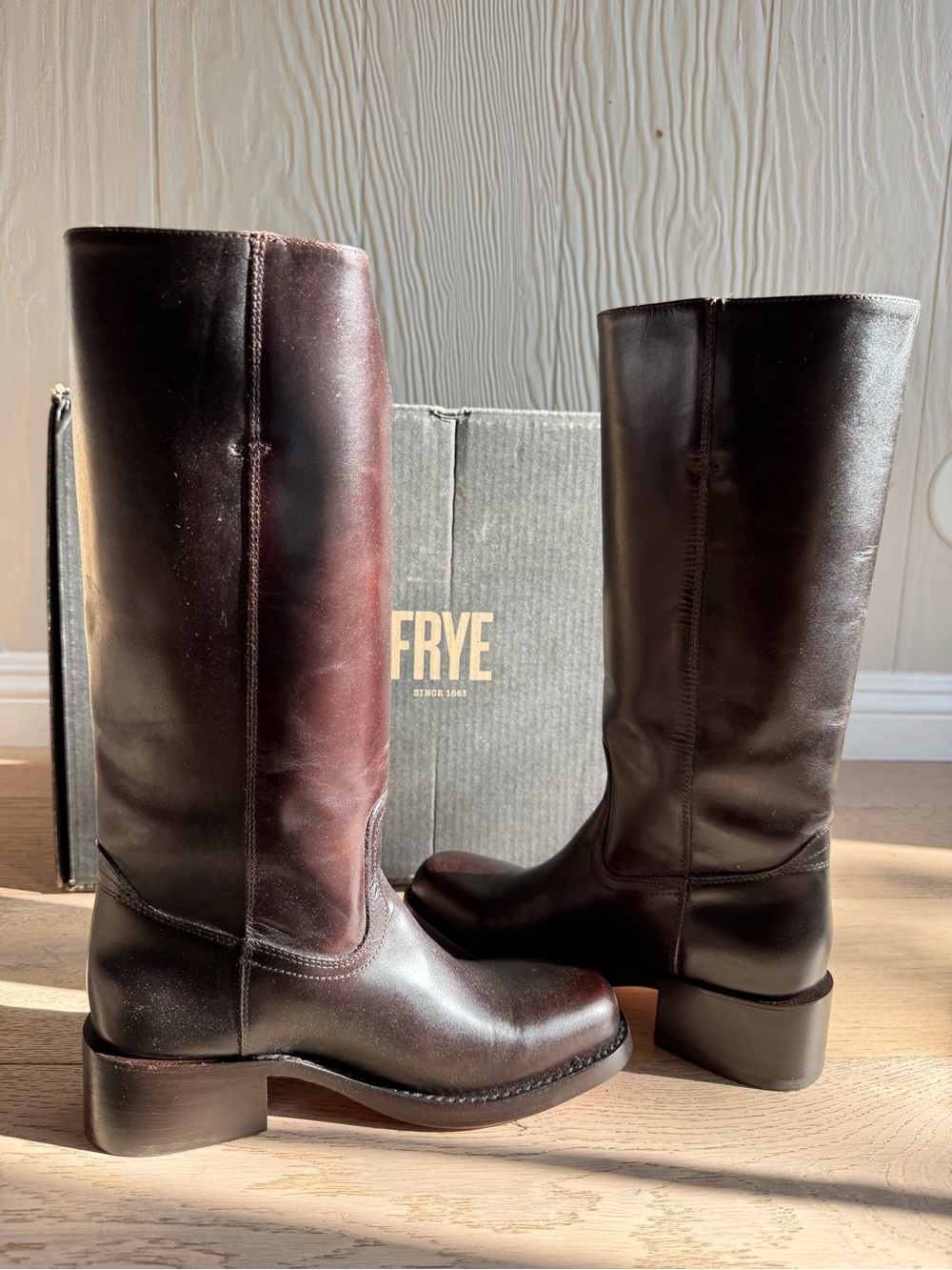 🤎 NEW FRYE CAMPUS 14L Tall Genuine Leather Boots in Bourbon Sz: 8.5 🤎 - Picture 7 of 11